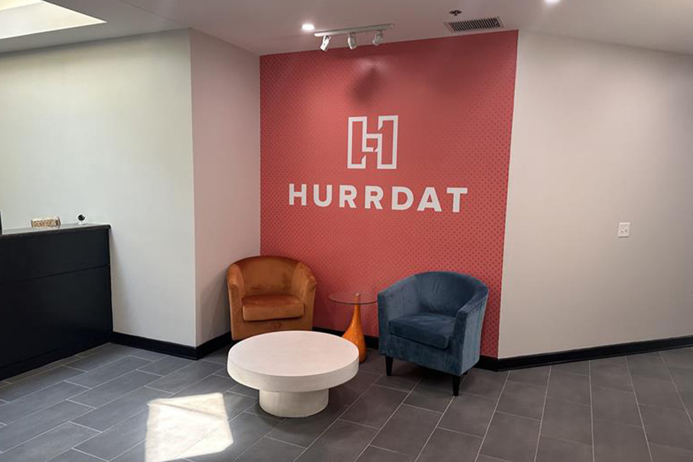 Interior lobby wall wrap signage