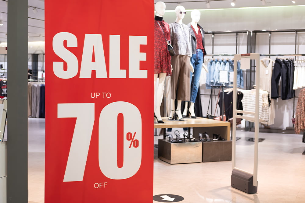 Interior sale banner sign